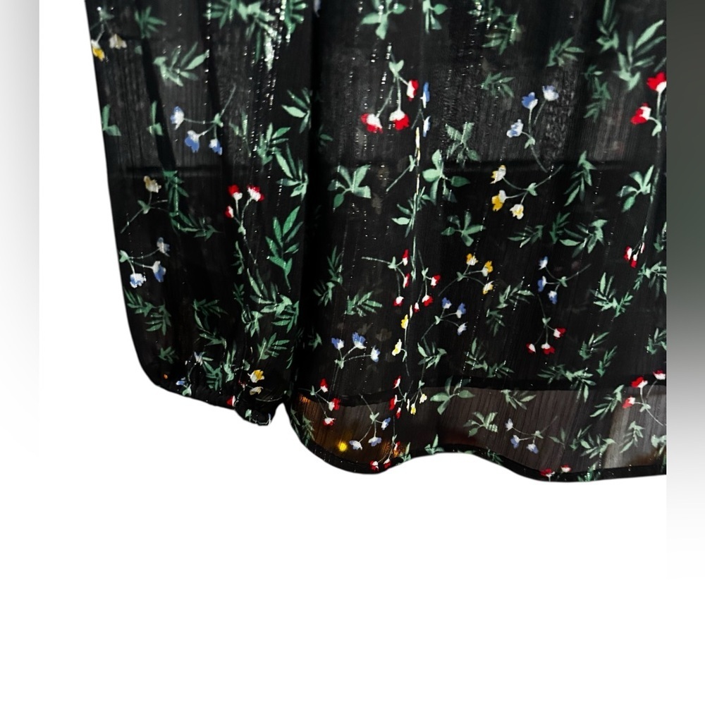 Banana Republic Women’s Sheer Long Sleeve Floral Top: Holiday Colors: Small - Picture 7 of 9